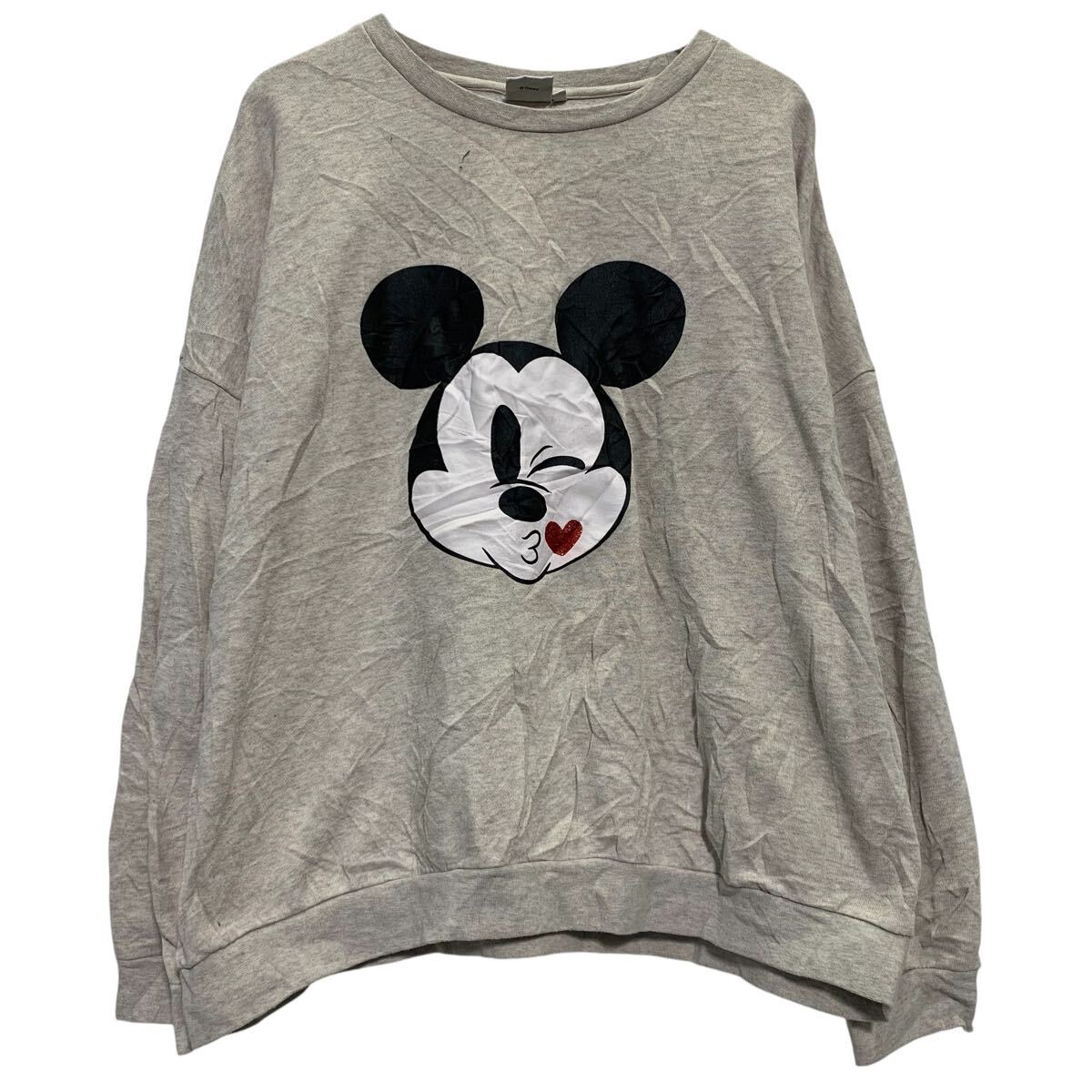 【中古】【古着】 Disney キャラクタースウェット トレーナー レディース XL ピンクホワイト ディズニー プルオーバー 古着卸 アメリカ仕入 a611-6086