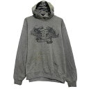 【中古】【古着】 JERZEES プリントスウェット パーカー L グレー ジャージーズ プルオーバー ポケット付き 古着卸 アメリカ仕入 a611-6107