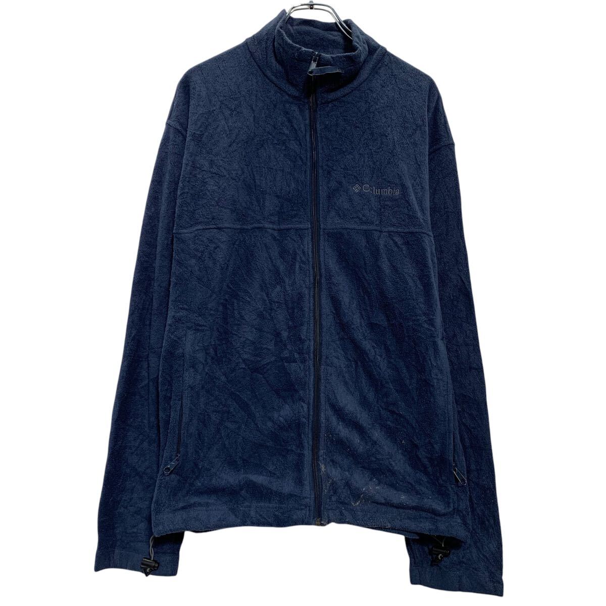 【中古】【古着】 Columbia フリースジャケット L 程 ネイビー コロンビア ジップアップ ワンポイント ロゴ アウトドア 古着卸 アメリカ仕入 a611-6120(4)