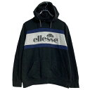 【中古】【古着】 ellesse ロゴスウェット パーカー レディース XS 程 ブラック ネイビー エレッセ 裏起毛 プルオーバー 古着卸 アメリカ仕入 a611-6126