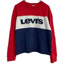 【中古】【古着】 Levi’s ロゴスウェット トレーナー レディース S レッド ネイビー ホワイト リーバイス 薄手 プルオーバー 古着卸 アメリカ仕入 a611-6140
