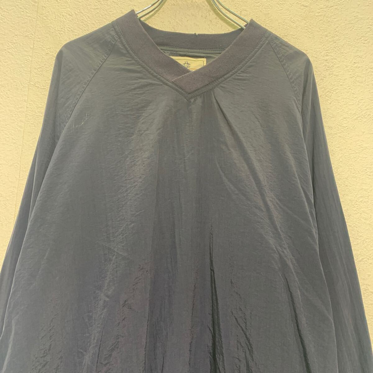 【中古】【古着】 ナイロンプルオーバー M ネイビー Vネック ラグラン バックプリント ピステ ゴルフウェア アウター 薄手 古着卸 アメリカ仕入 a611-6144