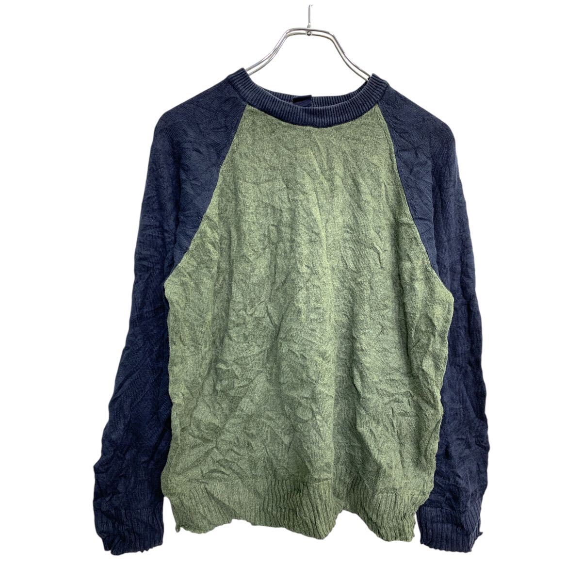 【中古】【古着】 GAP ニット セーター Mサイズ ギャップ グリーン ネイビー 古着卸 アメリカ仕入 t2411-3400