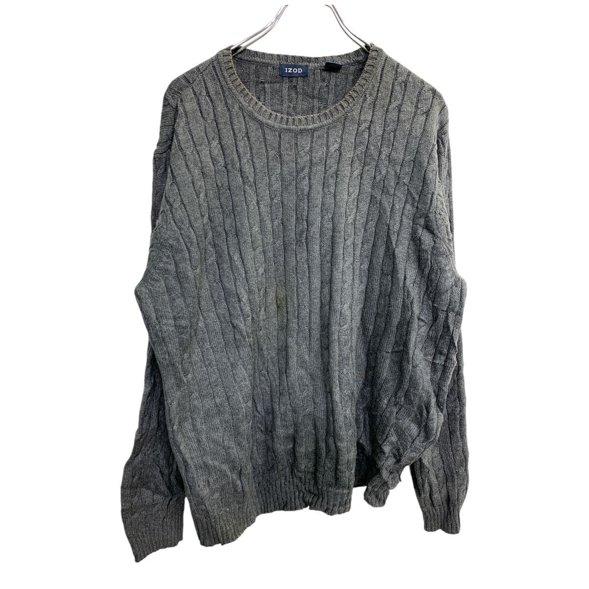 【中古】【古着】 IZOD ニット セーター Lサイズ アイゾッド グレー 古着卸 アメリカ仕入 t2411-3410