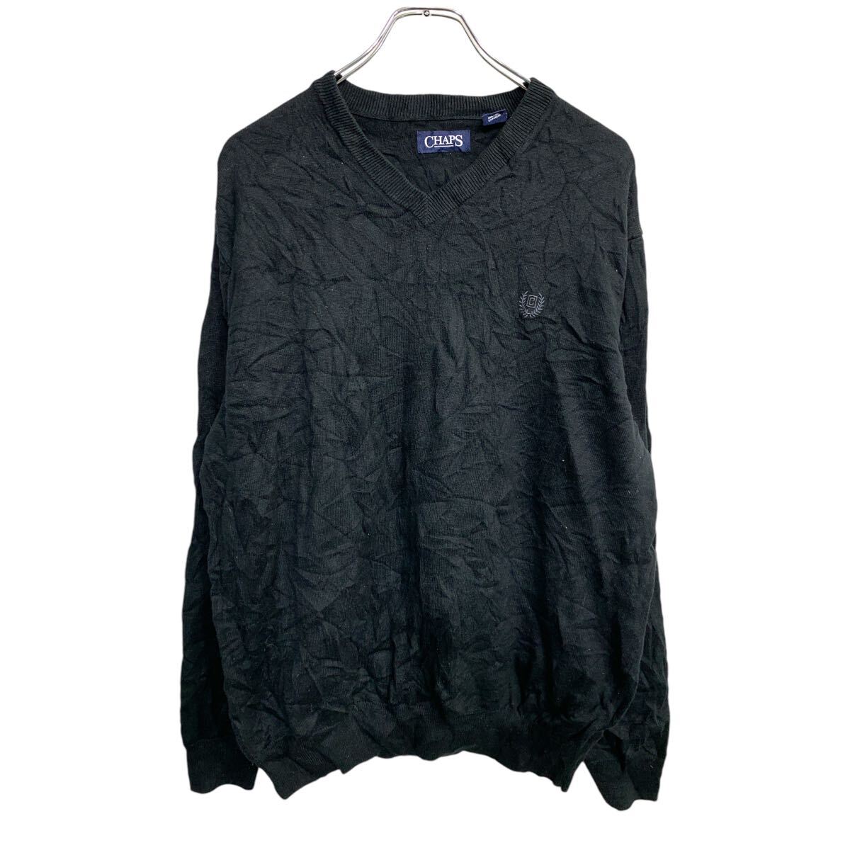 【中古】【古着】 CHAPS ニット セーター Lサイズ チャップス Vネック ブラック 古着卸 アメリカ仕入 t2411-3412