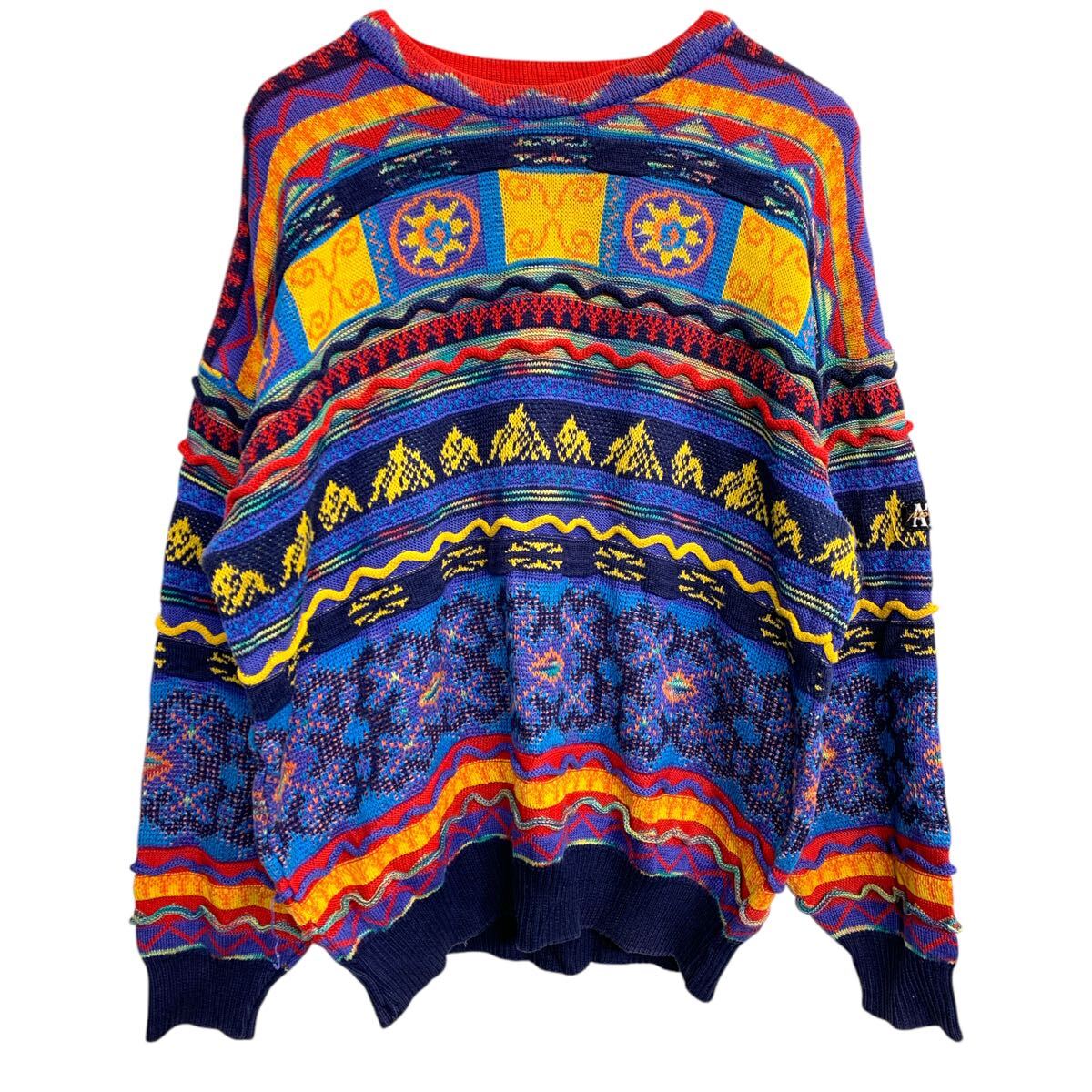 【中古】【古着】 総柄 ニット セーター Lサイズ 古着卸 アメリカ仕入 t2411-3467