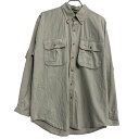 【中古】【古着】 長袖 無地シャツ M ベージュ ボタンダウン ポケット付き コットンシャツ カジュアルシャツ 古着卸 アメリカ仕入 a611-6217(4)