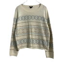 【中古】【古着】 H&M ニット セーター レディース M ホワイト 総柄 エイチアンドエム ボーダー 古着卸 アメリカ仕入 a611-6262