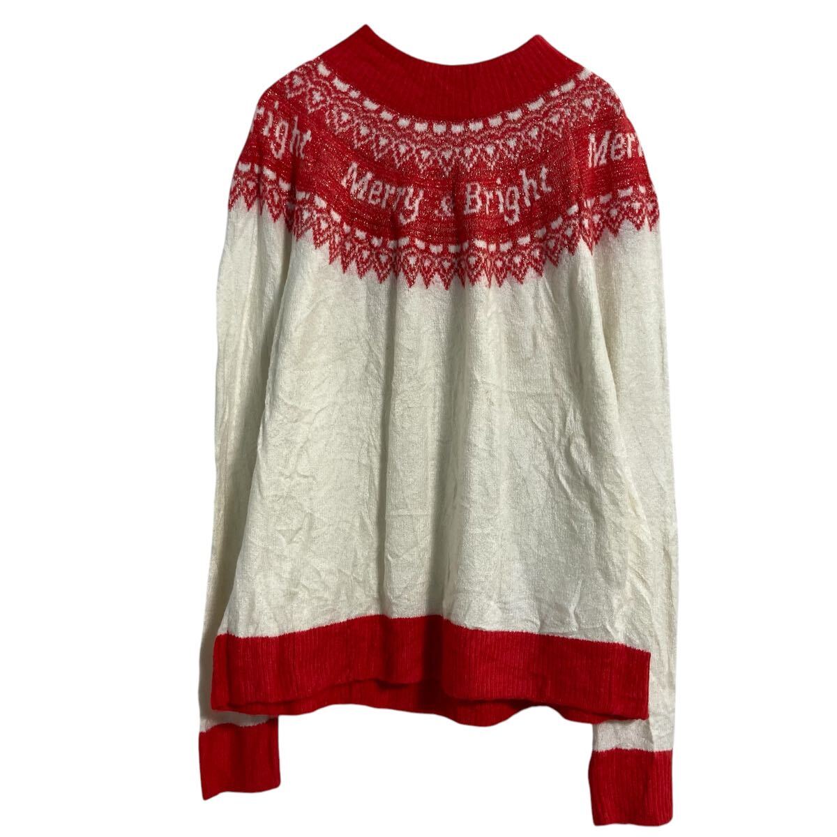 【中古】【古着】 HOLIDAY TIME アクリル混 ニット セーター レディース 2XL ホワイト レッド ビッグサイズ ラメ 古着卸 アメリカ仕入 a611-6277