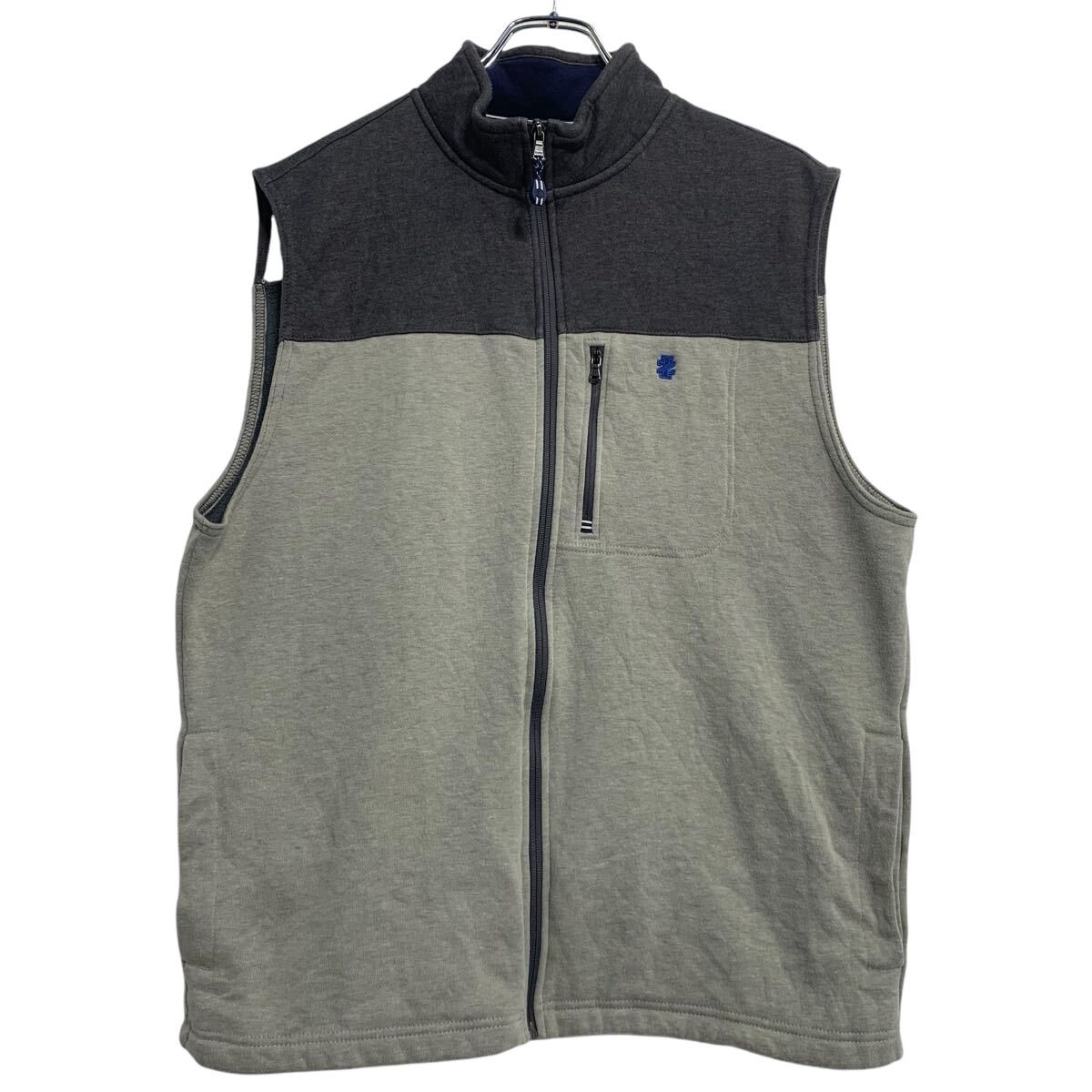 【中古】【古着】 IZOD フリースベスト L ダークグレー グレー アイゾッド ジップアップ ワンポイント 刺繍 ポケット 古着卸 アメリカ仕入 a611-6299