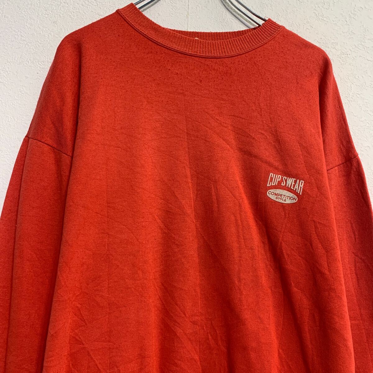 【中古】【古着】 ロゴスウェット トレーナー L 程 オレンジ ホワイト プルオーバー シンプル 古着卸 アメリカ仕入 a611-6353