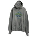 【中古】【古着】 champion プリントスウェット パーカー チャンピオン M グレー プルオーバー 裏起毛 古着卸 アメリカ仕入 a611-6445(4)