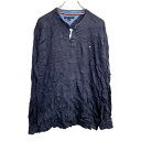 【中古】【古着】 TOMMY HILFIGER ニットセーター XLサイズ トミーヒルフィガー ハーフボタン ネイビー 古着卸 アメリカ仕入 t2411-3557(4)