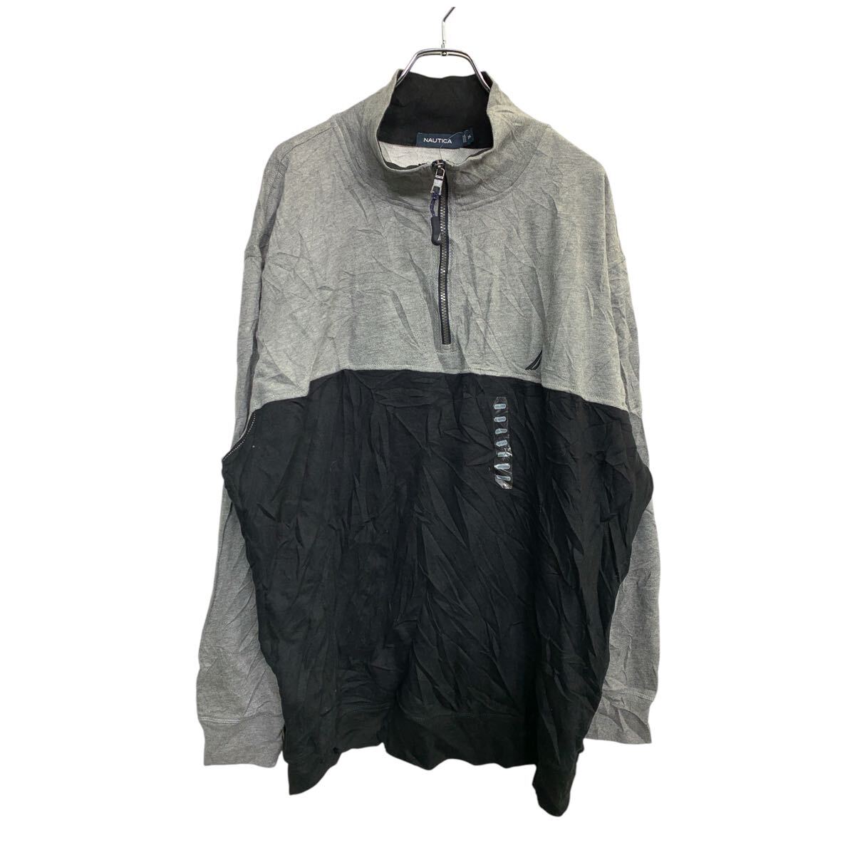 Hawaiian - 【中古】【古着】 NAUTICA スウェット トレーナー 3XLサイズ ノーティカ ハーフジップ ブラック グレー 古着卸 アメリカ仕入 t2411-3582