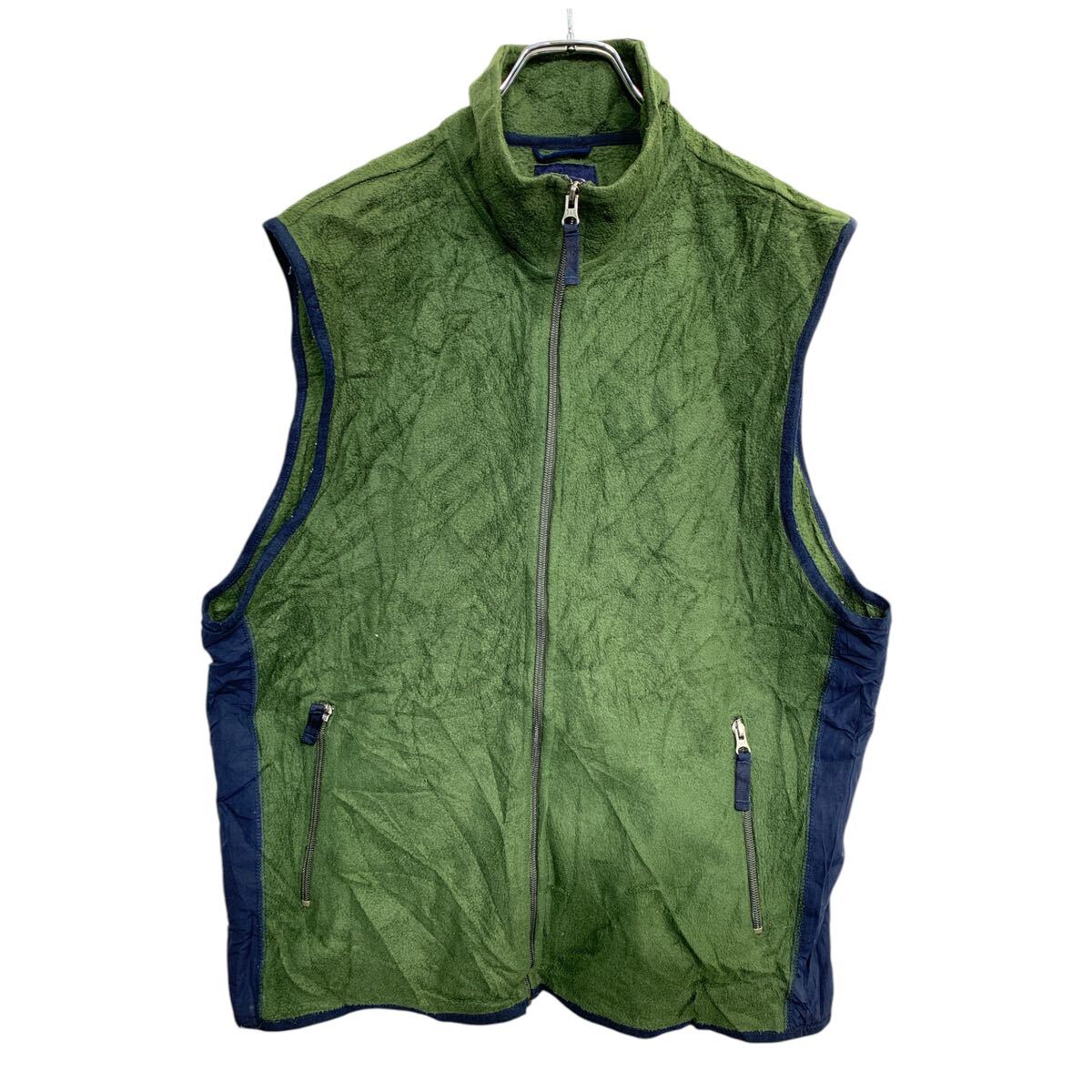 【中古】【古着】 GAP フリースベスト Lサイズ ギャップ グリーン ネイビー ポリエステル 古着卸 アメリカ仕入 t2411-3583