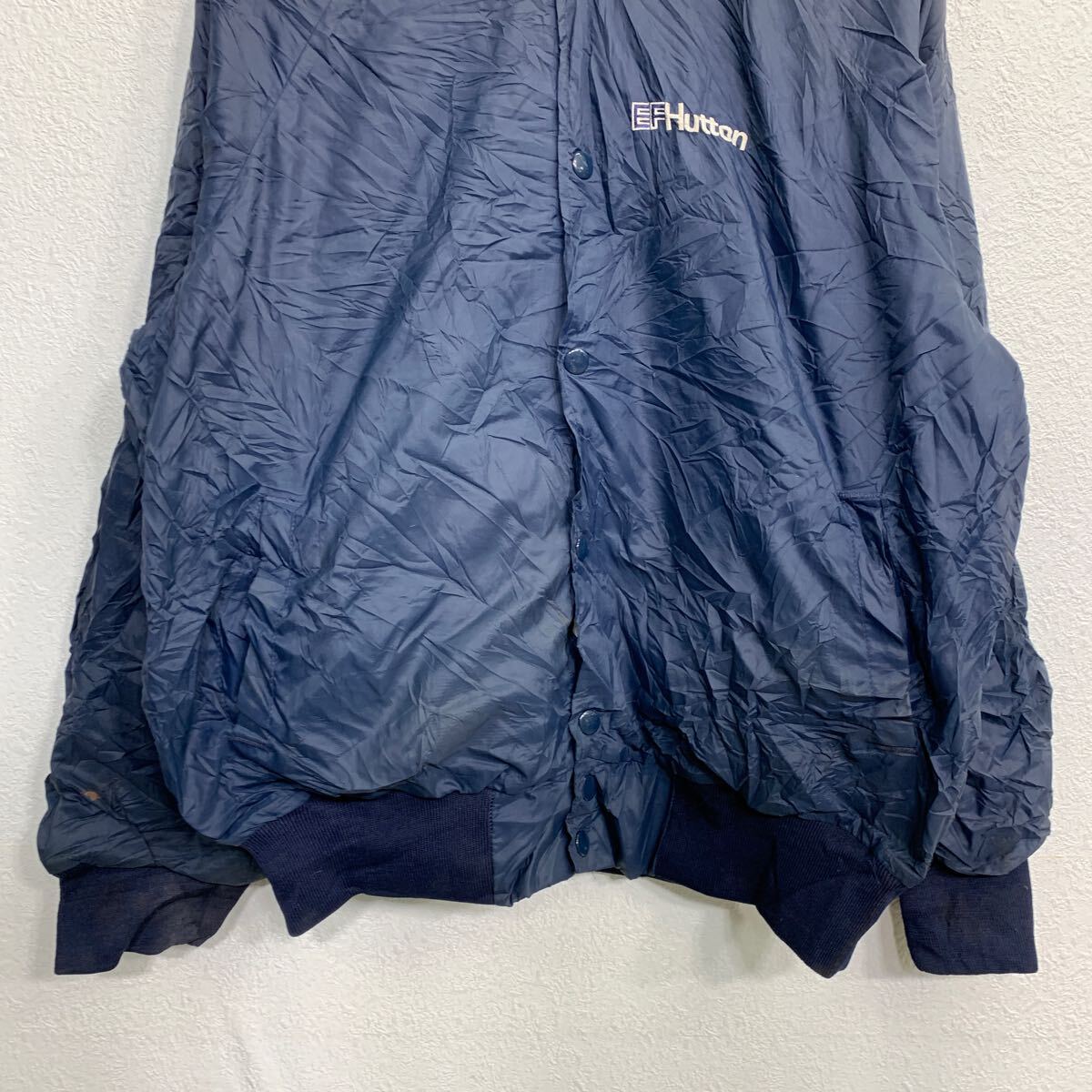 【中古】【古着】 WIN WEAR ナイロンジャケット Lサイズ ウィンウェア スナップボタン ネイビー ナイロン 古着卸 USA製 アメリカ仕入 t2411-3599