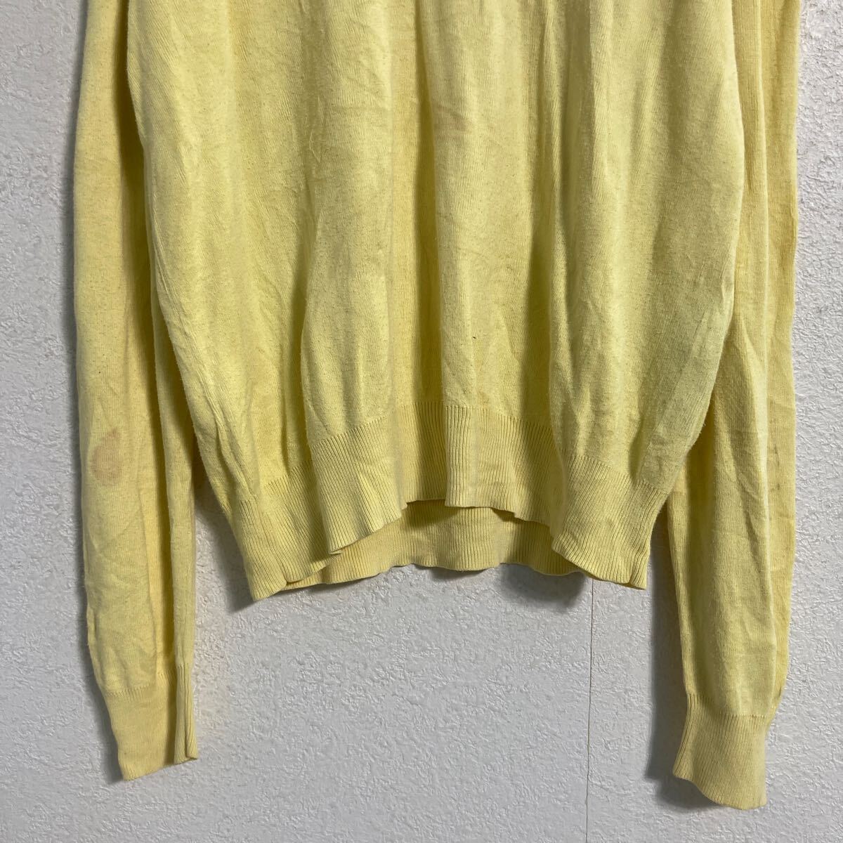 【中古】【古着】 POLO RALPH LAUREN コットン ニット セーター S 程 イエロー ポロラルフローレン 薄手 Vネック 古着卸 アメリカ仕入 a611-6511