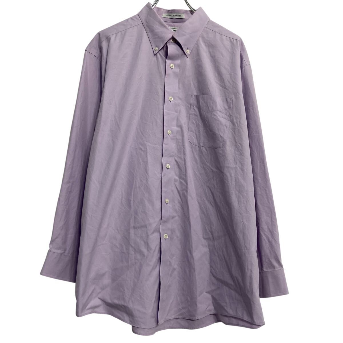 【中古】【古着】 L.L.Bean 長袖 無地シャツ L 程 パープル エルエルビーン ボタンダウン 胸ポケット シンプル 古着卸 アメリカ仕入 a611-6708