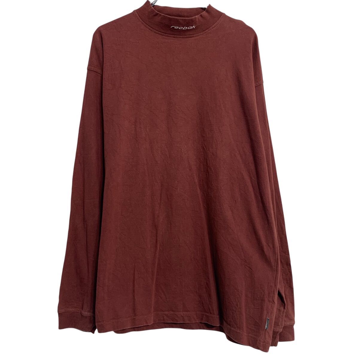【中古】【古着】 Reebok ロンT ロングTシャツ L テラコッタ リーボック プルオーバー モックネック ロゴ スポーティー 古着卸 アメリカ仕入 a611-6808
