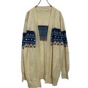 【中古】【古着】 ニット セーター カーディガン レディース 2XL~ アイボリー ネイビー 幾何柄 羽織り 古着卸 アメリカ仕入 a611-6898
