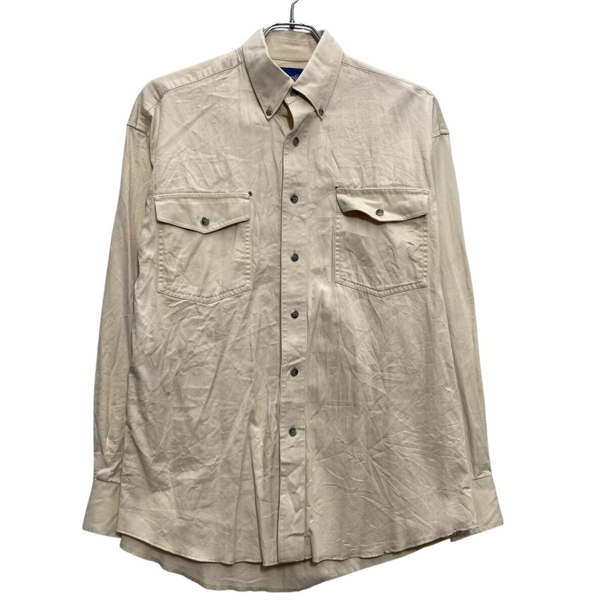 短袖 - 【中古】【古着】 Wrangler 長袖 無地シャツ ラングラー L~ ベージュ ウェスタン ポケット 古着卸 アメリカ仕入 a611-6941