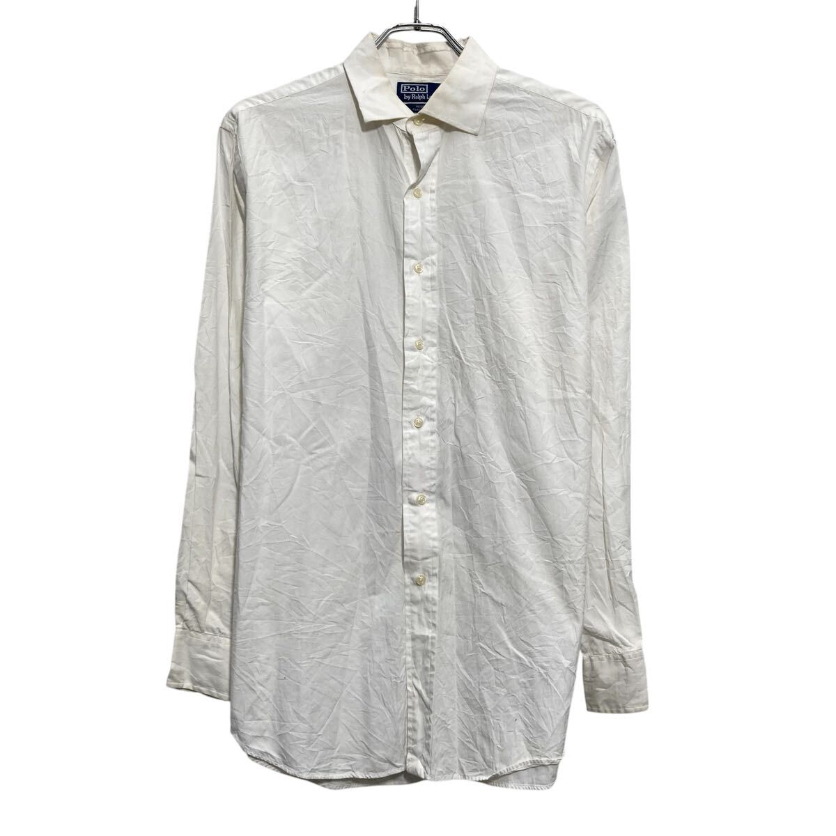 【中古】【古着】 Polo RALPH LAUREN 長袖 無地シャツ ポロラルフローレン XL~ ホワイト ビッグサイズ ポケット 古着卸 アメリカ仕入 a..