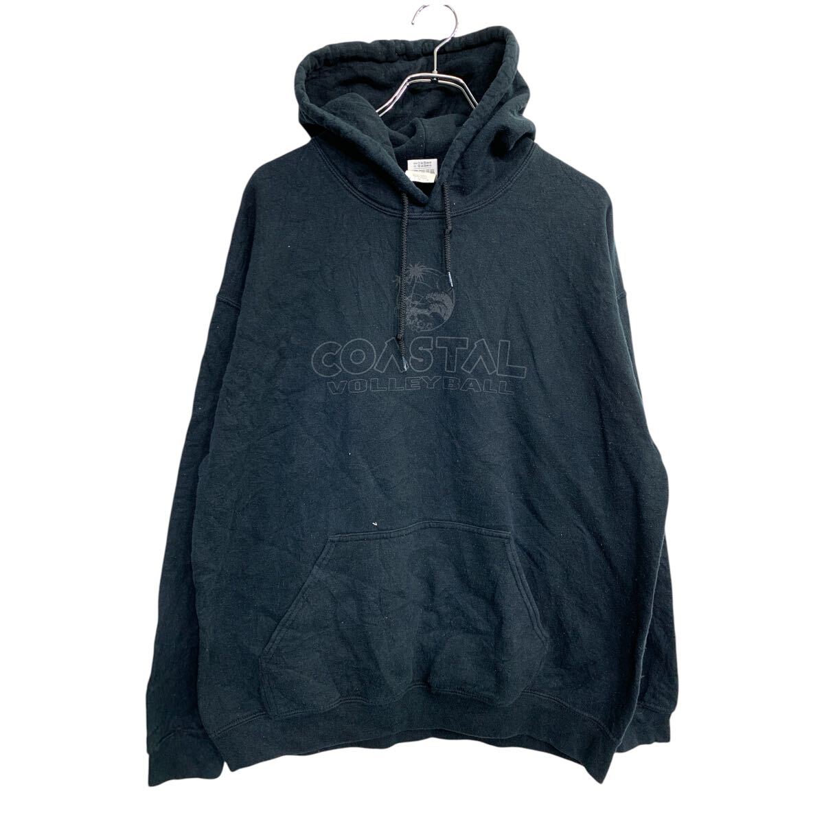 【中古】【古着】 GILDAN プリント スウェット パーカー Lサイズ ギルダン ブラック 古着卸 アメリカ仕入 t2411-3639