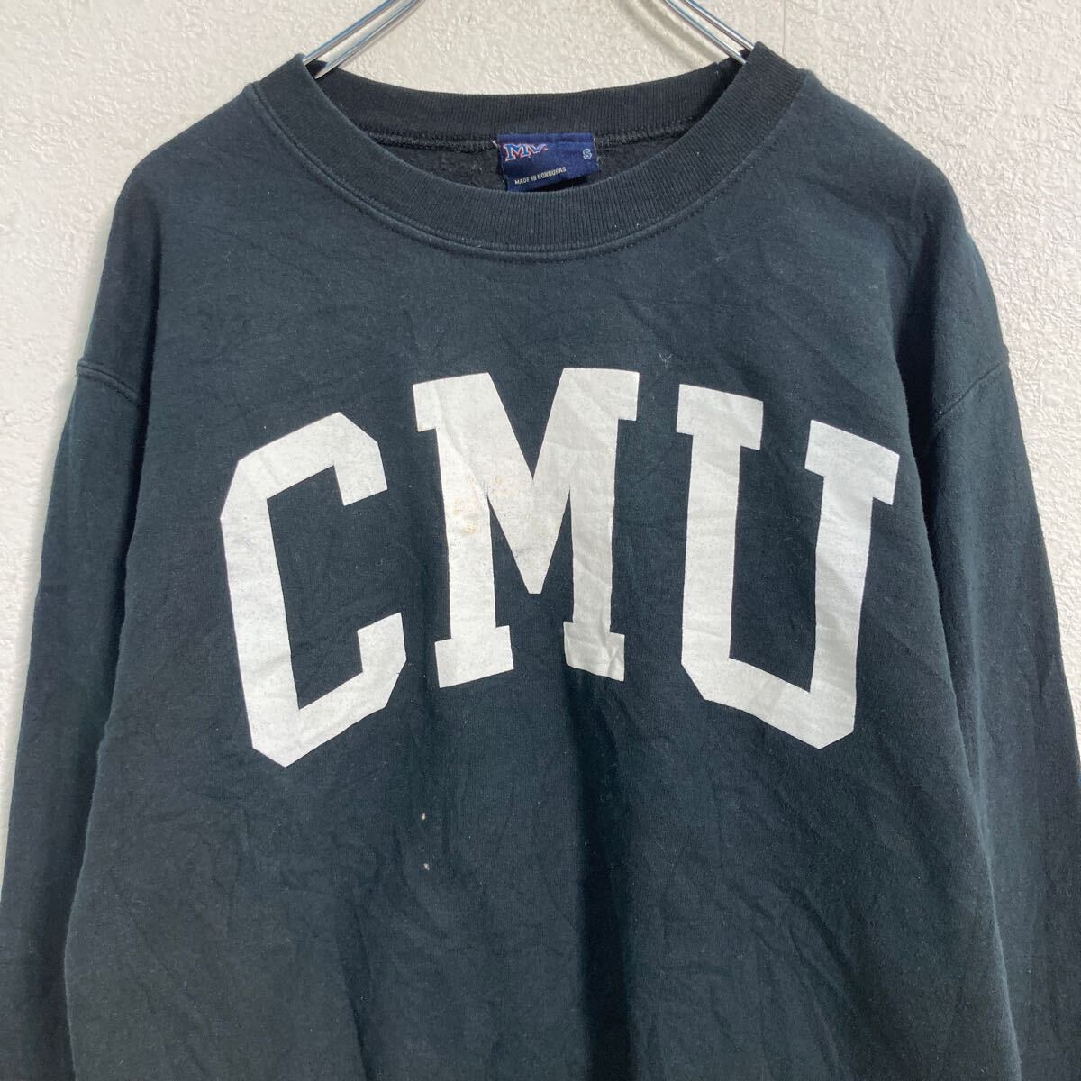 【中古】【古着】 MV sport プリントスウェット トレーナー S ブラック スポーツ プルオーバー 裏起毛 古着卸 アメリカ仕入 a611-7068