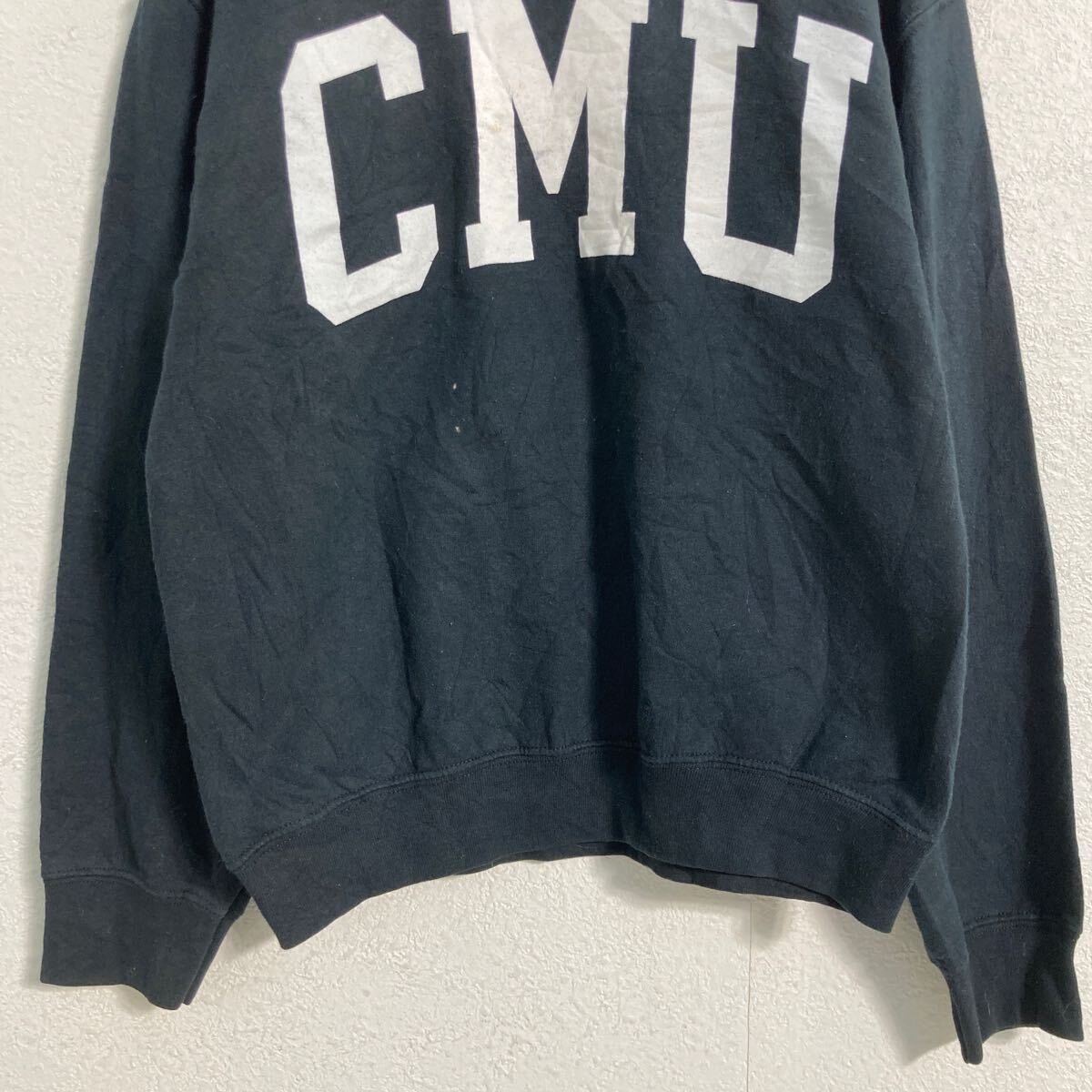 【中古】【古着】 MV sport プリントスウェット トレーナー S ブラック スポーツ プルオーバー 裏起毛 古着卸 アメリカ仕入 a611-7068