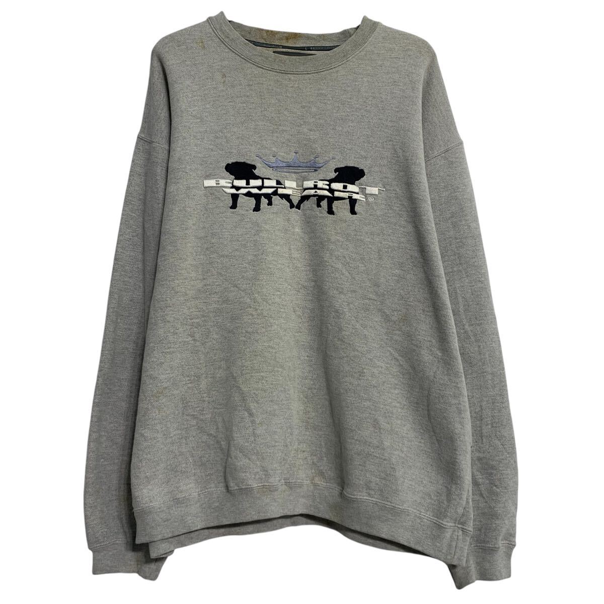 【中古】【古着】 ロゴスウェット トレーナー XXL グレー ホワイト プルオーバー ビッグサイズ 裏起毛 厚手 古着卸 アメリカ仕入 a611-7261