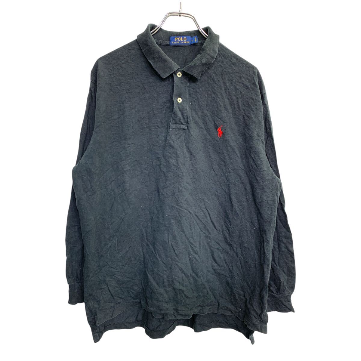 【中古】【古着】 POLO RALPH LAUREN 長袖 ポロシャツ Lサイズ ポロラルフローレン ブラック 古着卸 アメリカ仕入 t2411-3734