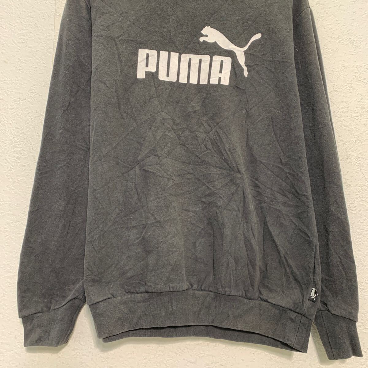 【中古】【古着】 PUMA ロゴスウェット トレーナー S ブラック ホワイト プーマ プルオーバー スポーティー 古着卸 アメリカ仕入 a611-7410
