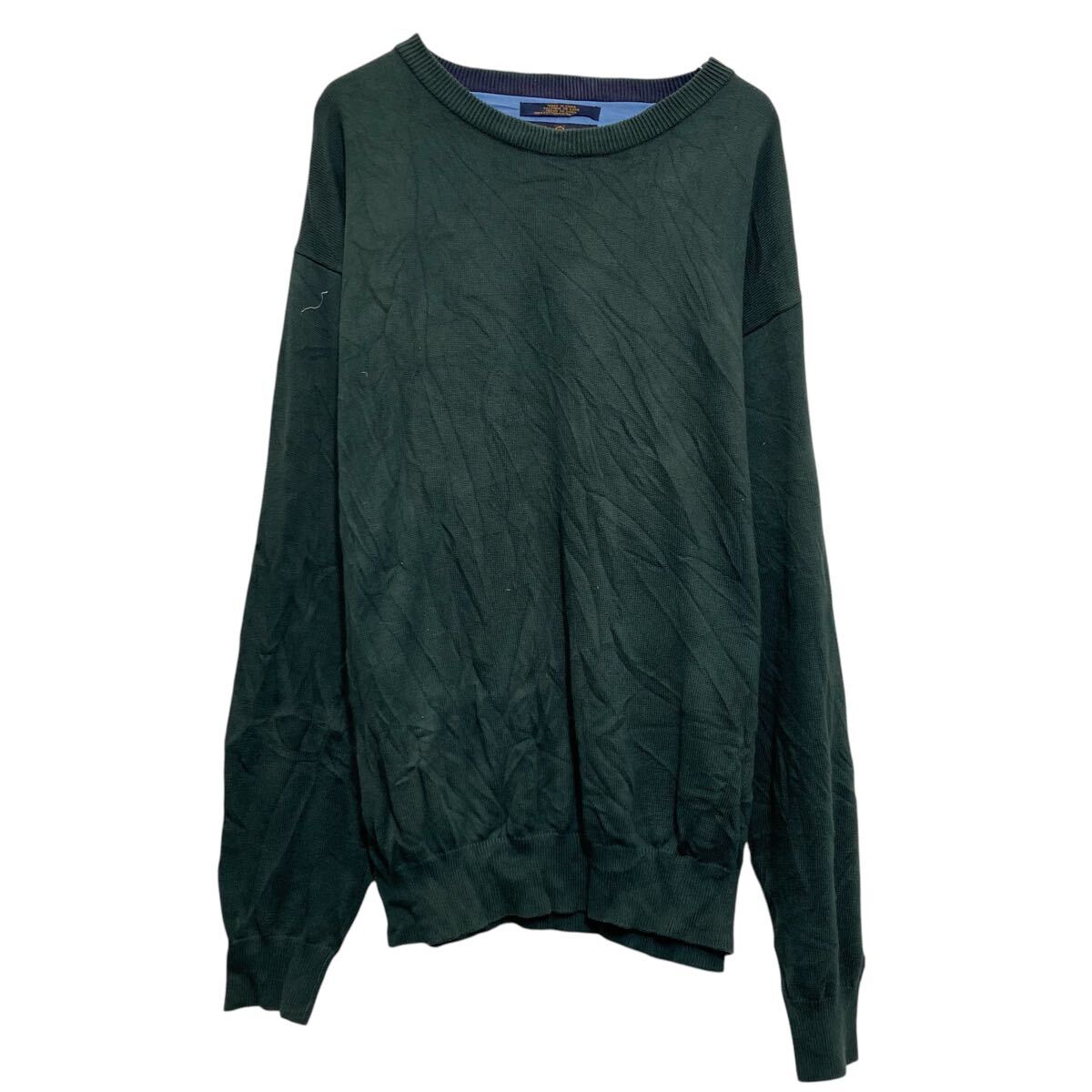 【中古】【古着】 TOMMY HILFIGER コットンニット セーター XL グリーン ビッグサイズ トミーフィルフィガー Vネック 古着卸 アメリカ仕入 a611-7448