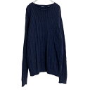 【中古】【古着】 IZOD コットン ニット セーター L ネイビー アイゾッド ケーブル 古着卸 アメリカ仕入 a611-7604
