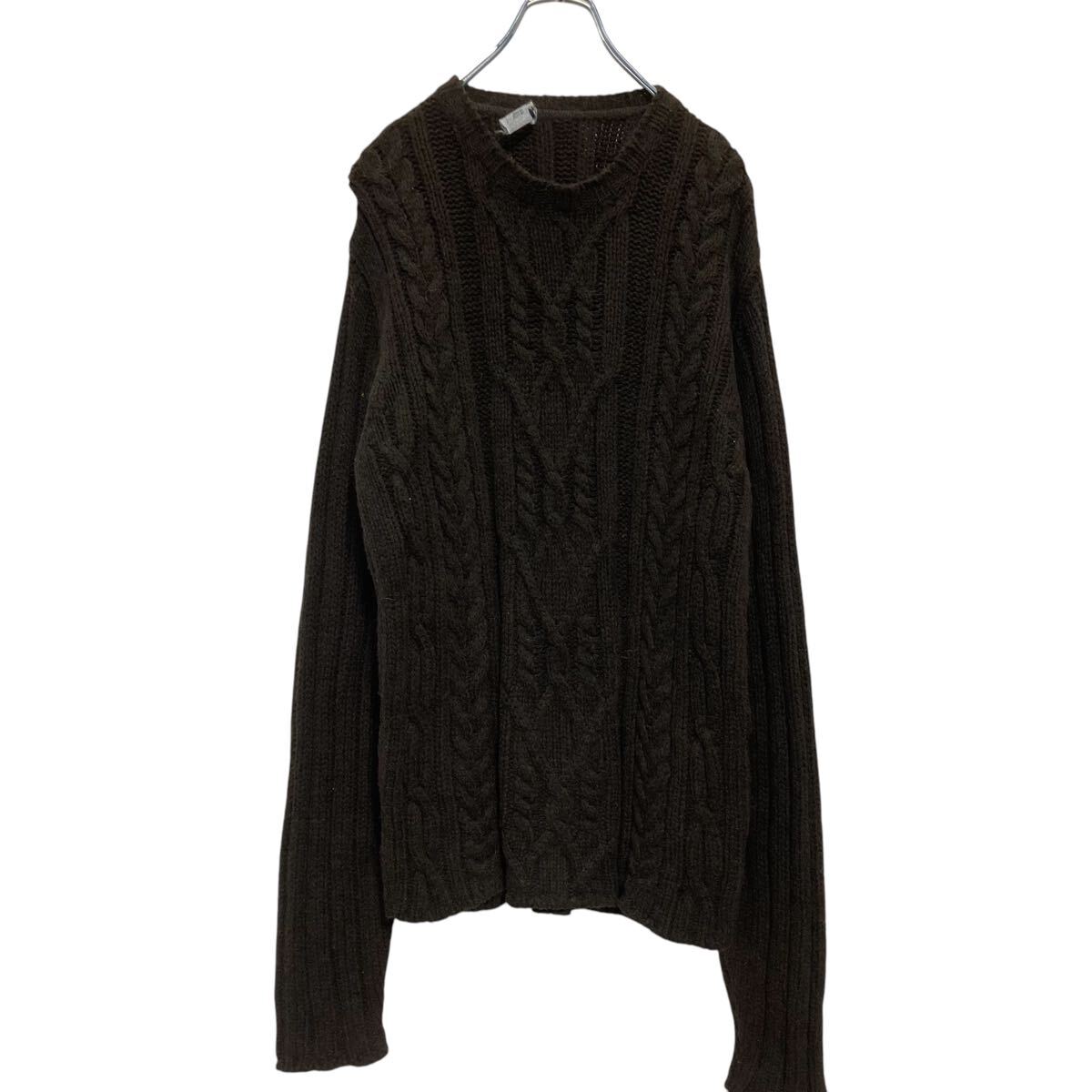 【中古】【古着】 ZARA ウール混紡 ケーブルニット セーター L ダークブラウン ザラ 古着卸 アメリカ仕入 a611-7621