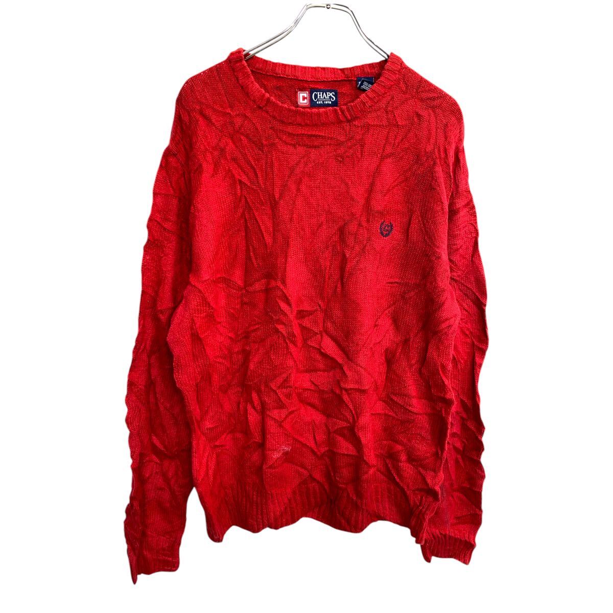 【中古】【古着】 CHAPS ニット セーター Lサイズ チャップス レッド コットン 古着卸 アメリカ仕入 t2411-3801