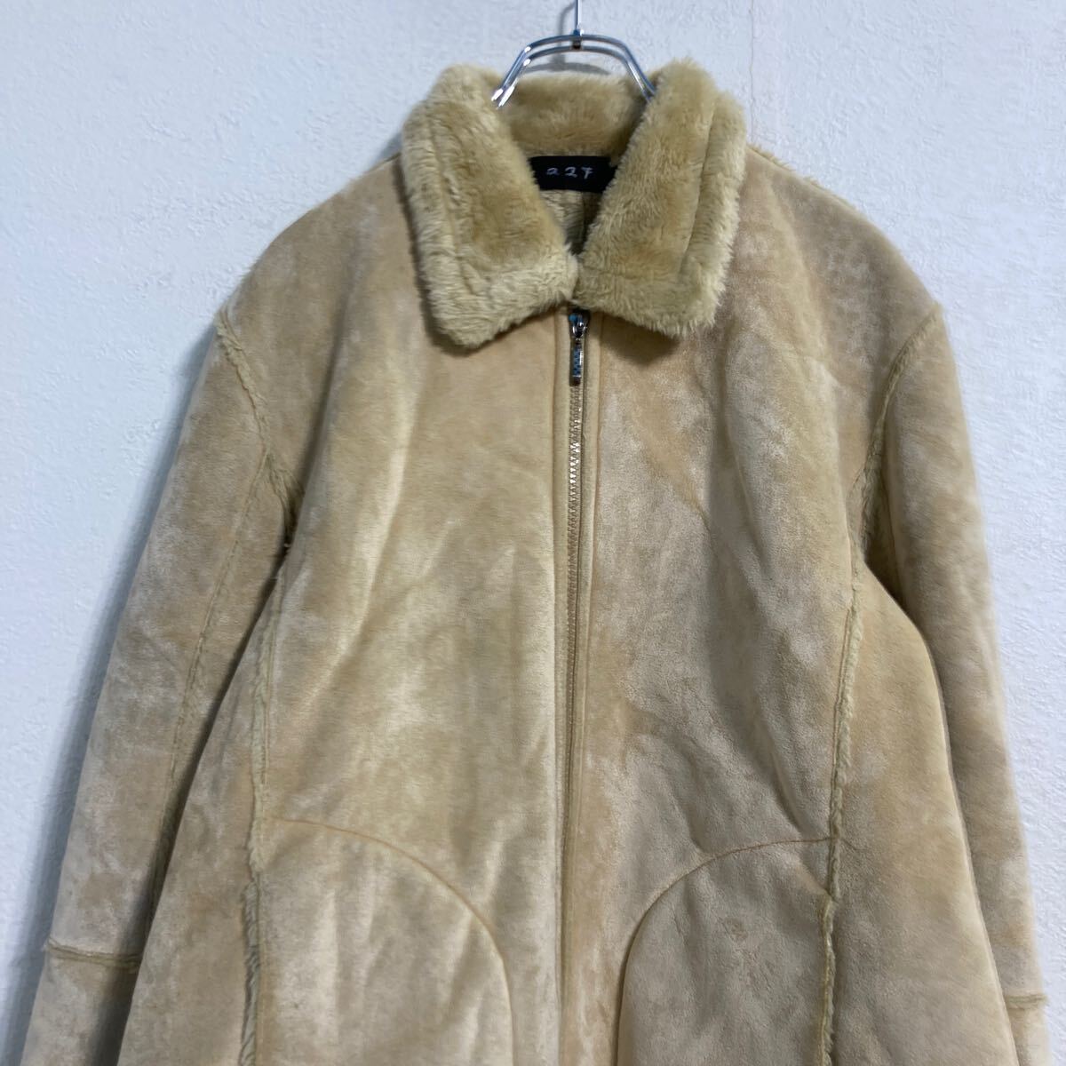 【中古】【古着】 フェイク ムートンジャケット XL〜 ライトベージュ ビッグサイズ 古着卸 アメリカ仕入 a611-7713