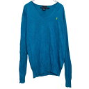 【中古】【古着】 RALPH LAUREN Sport ニット セーター コットン混紡 レディース L ブルー ラルフローレン Vネック 薄手 古着卸 アメリカ仕入 a611-7735