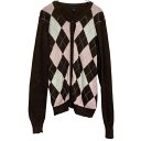 【中古】【古着】 TOMMY HILFIGER ニット セーター カーディガン コットン混紡 レディース XL ブラウン ピンク アーガイル 古着卸 アメリカ仕入 a611-7741(4)