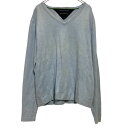 【中古】【古着】 TOMMY HILFIGER ニット セーター コットン混紡 M ライトブルー トミーヒルフィガー Vネック 古着卸 アメリカ仕入 a611-7745