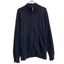 【中古】【古着】 Tommy Hilfiger コットンニット セーター トミーフィルフィガー XL ネイビー ビッグサイズ フルジップ 古着卸 アメリカ仕入 a611-7832