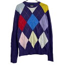 【中古】【古着】 Tommy Hilfiger コットンニット セーター トミーフィルフィガー L パープル アーガイル 古着卸 アメリカ仕入 a611-7833(4)