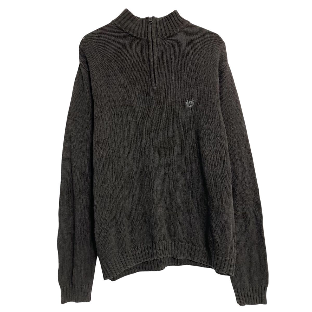 【中古】【古着】 chaps コットンニット セーター チャップス L ブラック ハーフジップ 古着卸 アメリカ仕入 a611-7837