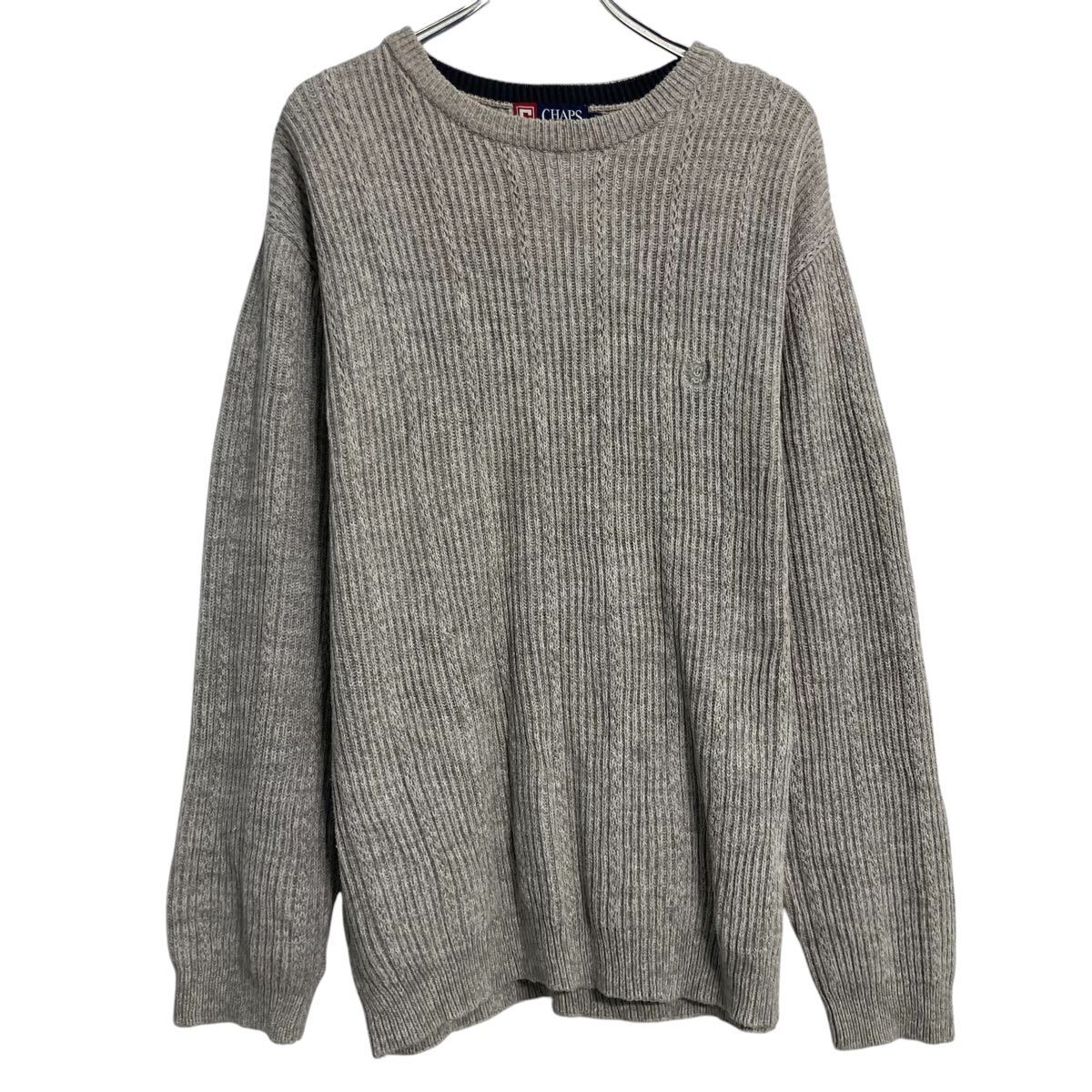 Crew Neck - 【中古】【古着】 chaps コットンニット セーター XL ホワイト ビッグサイズ チャップス クルーネック 古着卸 アメリカ仕入 a611-7846