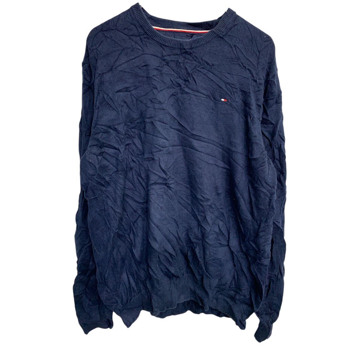 【中古】【古着】 TOMMY HILFIGER ニット セーター XLサイズ トミーヒルフィガー ネイビー 古着卸 アメリカ仕入 t2411-3935