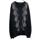 【中古】【古着】 IZOD コットンニット セーター XXL ブラック アーガイル ビッグサイズ アイゾッド Vネック 古着卸 アメリカ仕入 a611-8055