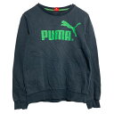 【中古】【古着】 PUMA ロゴスウェット トレーナー プーマ L ブラック バッグプリント プルオーバー 古着卸 アメリカ仕入 a611-8109(4)