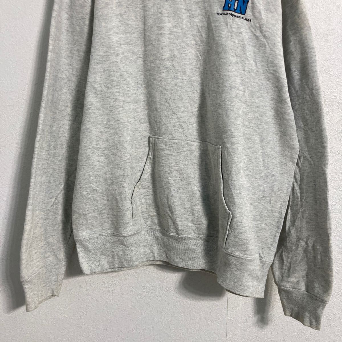 【中古】【古着】 FRUIT of the LOOM プリントスウェット パーカー L グレー フルーツオブザルーム プルオーバー 厚手 古着卸 アメリカ仕入 a611-8393