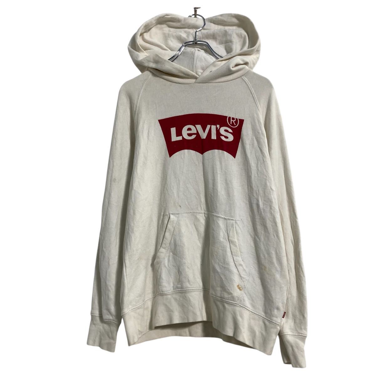 Rakuten - 【中古】【古着】 Levi's ロゴスウェット パーカー S ホワイト リーバイス ビッグロゴ プルオーバー 古着卸 アメリカ仕入 a611-8498