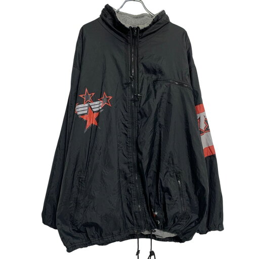 【中古】【古着】 ナイロン中綿ジャケット XL ブラック ジップアップ ビッグサイズ ドローコード 星柄 アウター 厚手 古着卸 アメリカ仕入 a611-8685 【中古】【古着】 ナイロン中綿ジャケット XL ブラック ジップアップ ビッグサイズ ドローコード 星柄 アウター 厚手 古着卸 アメリカ仕入 a611-8685